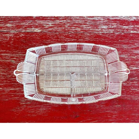 Glass Relish Dish 1930s Condiment Serving Art Deco Desk Organizer - Picture 6 of 7
